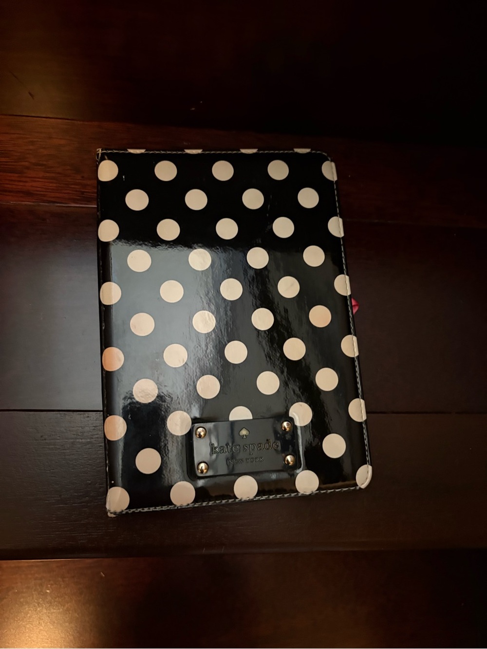 kate spade Black Tablet Cover with Cream Polka Dots